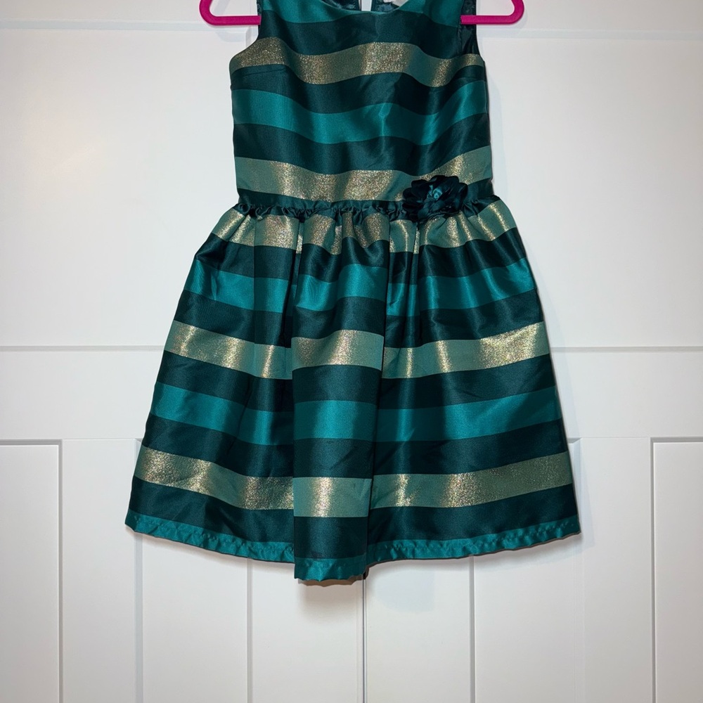 The Children's Place Teal and Gold Striped Dress